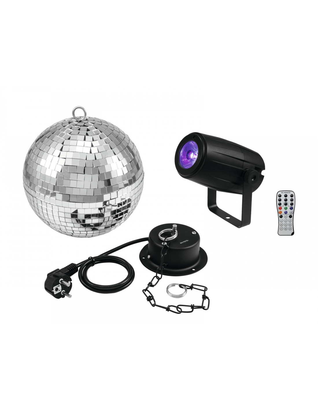 EUROLITE Mirror Ball 20cm With Motor LED PST 5 QCL Spot Bk