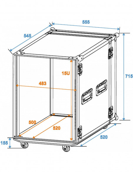 ROADINGER Rack Profi 15U 45cm with wheels