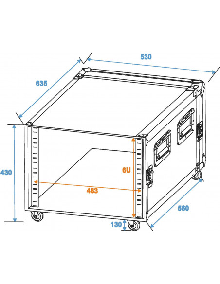 ROADINGER Rack Profi KM 6U 55cm with wheels