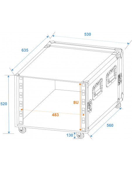 ROADINGER Rack Profi KM 8U 55cm with wheels