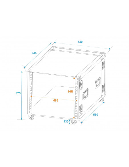 ROADINGER Rack Profi KM 16U 55cm with wheels