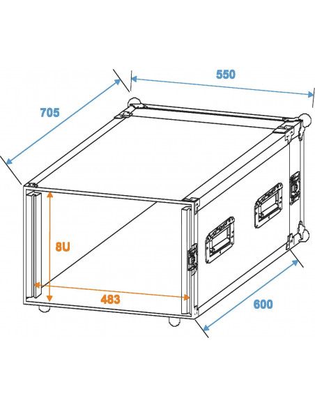 ROADINGER Amplifier Rack PR-2ST, 8U, 57cm deep