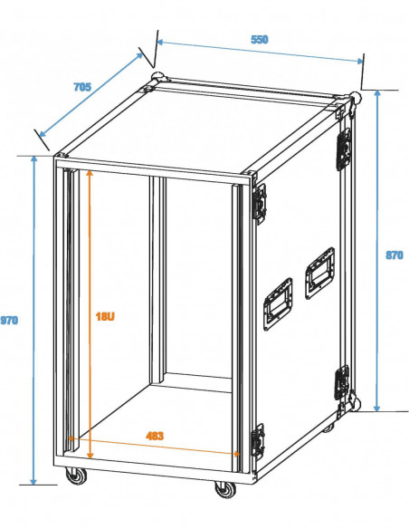 ROADINGER Amplifier Rack PR-2ST, 18U, 57cm with wheels