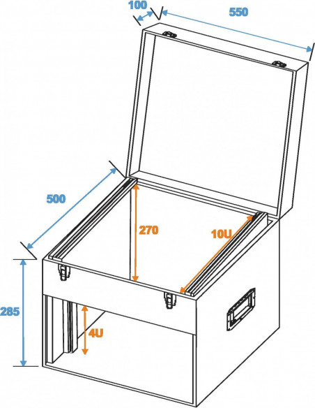 ROADINGER Combo Case 4U Carpet black