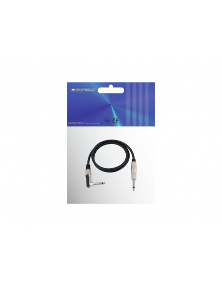 OMNITRONIC Jack cable 6.3 mono 1x 90° 0.9m bk