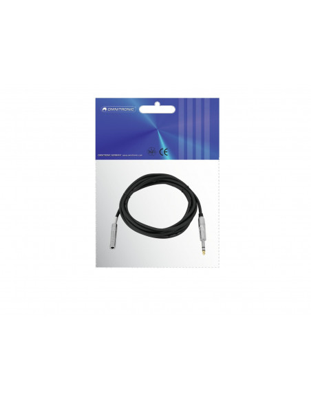 OMNITRONIC Jack extension 6.3 stereo 3m bk