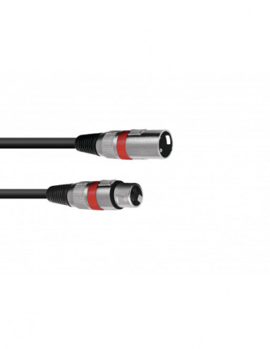 OMNITRONIC XLR cable 3pin 0.5m bk/rd