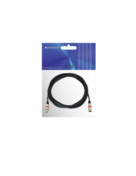 OMNITRONIC XLR cable 3pin 7.5m bk/rd