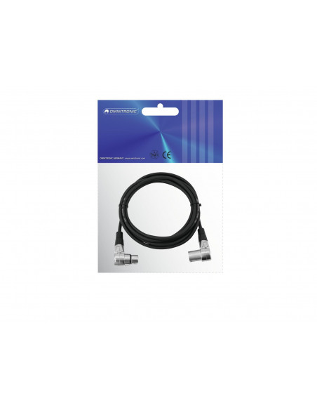 OMNITRONIC XLR cable 3pin 3m 90° bk