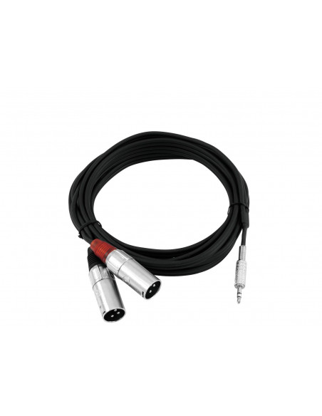 OMNITRONIC Adaptercable 3.5 Jack/2xXLR(M) 3m bk
