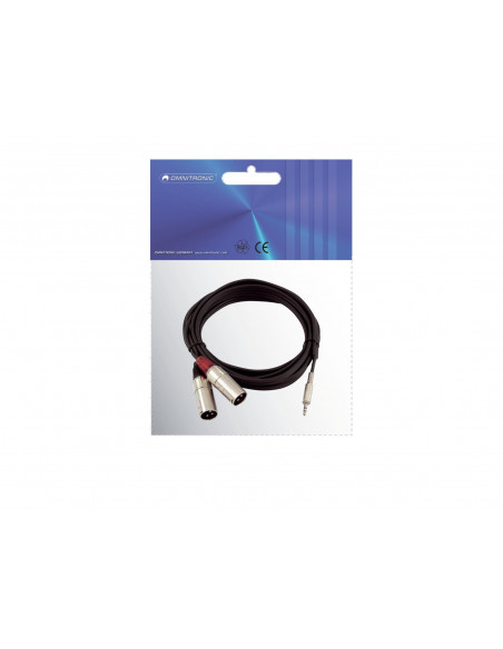 OMNITRONIC Adaptercable 3.5 Jack/2xXLR(M) 3m bk
