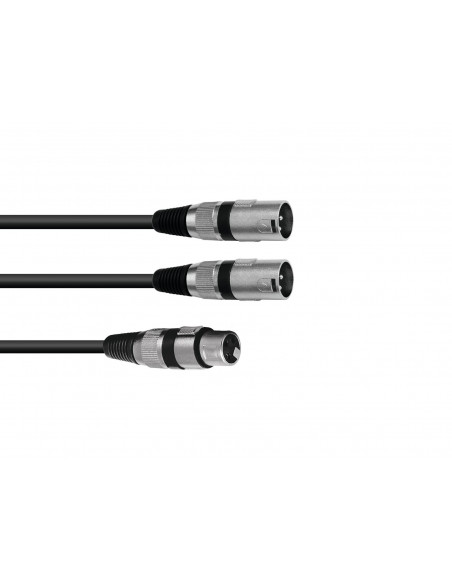 OMNITRONIC Adaptercable XLR(F)/2xXLR(M) 0,5m bk