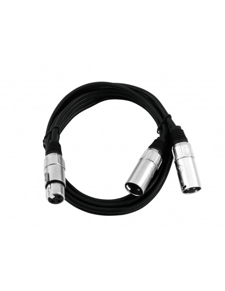 OMNITRONIC Adaptercable XLR(F)/2xXLR(M) 1m bk