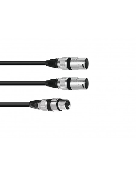 OMNITRONIC Adaptercable XLR(F)/2xXLR(M) 1.5m bk
