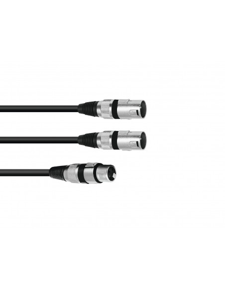 OMNITRONIC Adaptercable XLR(F)/2xXLR(M) 3m bk