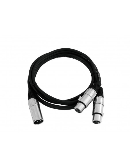 OMNITRONIC Adaptercable XLR(M)/2xXLR(F) 0,5m bk