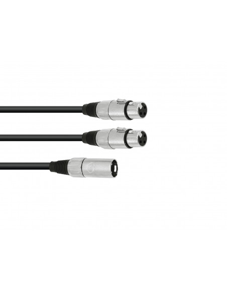 OMNITRONIC Adaptercable XLR(M)/2xXLR(F) 1m bk