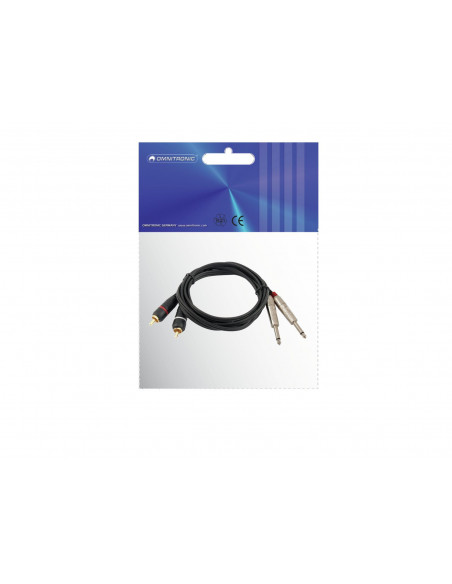 OMNITRONIC Adaptercable 2xJack/2xRCA 1m bk