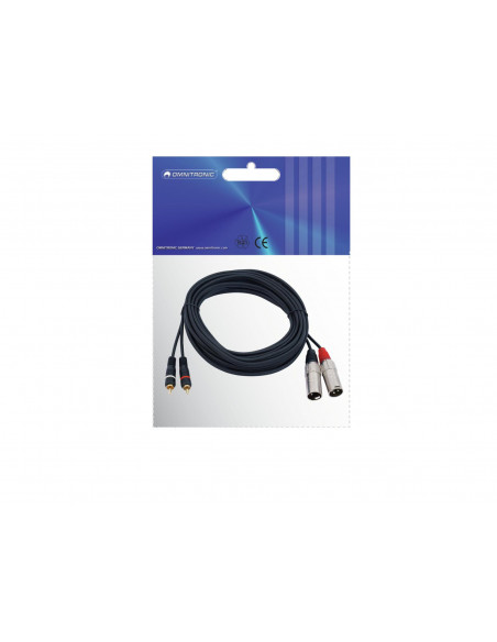 OMNITRONIC Adaptercable 2xXLR(M)/2xRCA 6m bk