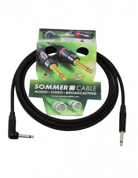 SOMMER CABLE Jack cable 6.3 mono 1x 90° 3m bk Neutrik