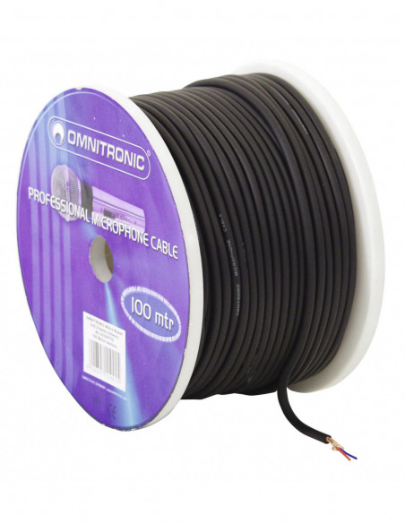 OMNITRONIC Microphone cable 2x0.22 100m bk + plugs