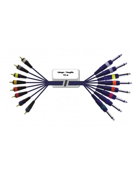 OMNITRONIC Snake cable 8xRCA/8xJack mono 15m