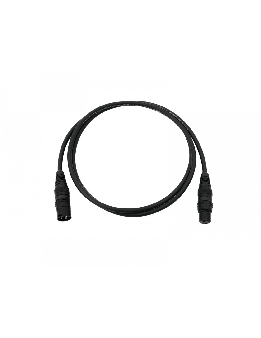 DMX cable XLR 3pin 1m bk Neutrik black connectors - psso