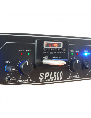 Skytec SPL500 - Amplificador 2x250W 4ohm MP3/SD/USB