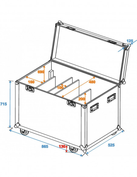 ROADINGER Flightcase 8x Audience Blinder 2xCOB