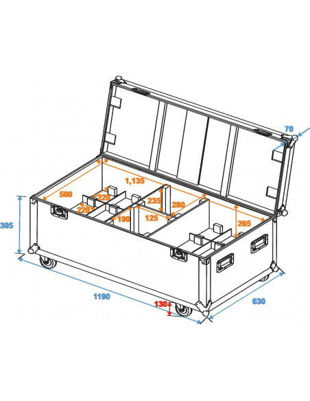 ROADINGER Flightcase 8x ML-56/ML-64