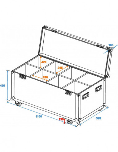 ROADINGER Flightcase 8x PAR-64/ML-56