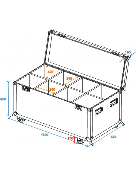 ROADINGER Flightcase 8x PAR-64/ML-56