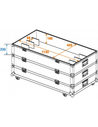 ROADINGER Flightcase 12x LED Bar Size L