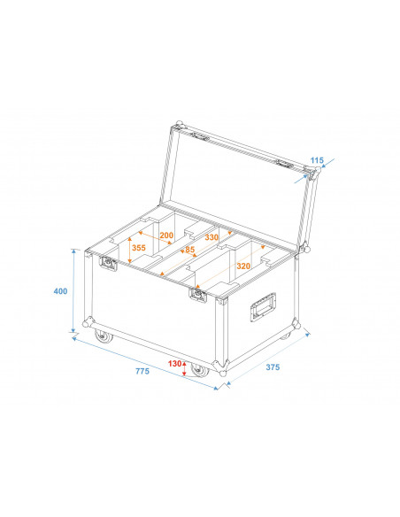 ROADINGER Flightcase 2x DMH-75.i/DMH-80/TMH XB-130