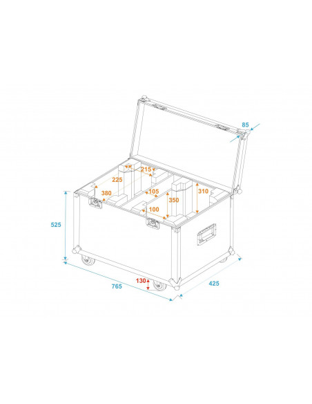 ROADINGER Flightcase 2x TMH-X5 with Wheels