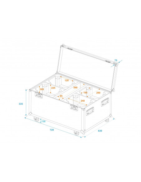 ROADINGER Flightcase 4x TMH FE-600 with wheels