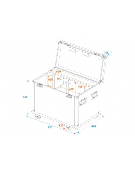 ROADINGER Flightcase 2x PFE-100/120