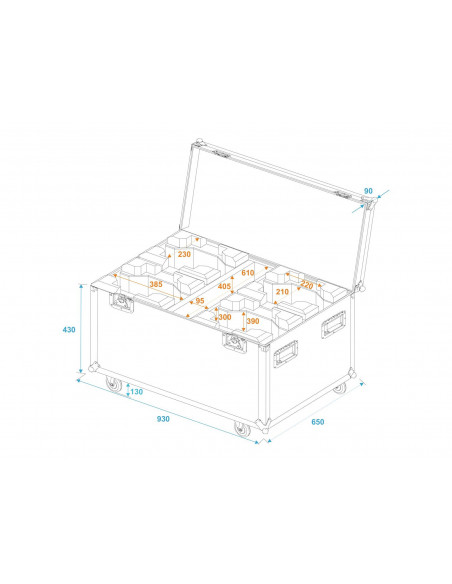 ROADINGER Flightcase 4x TMH-X5 with wheels