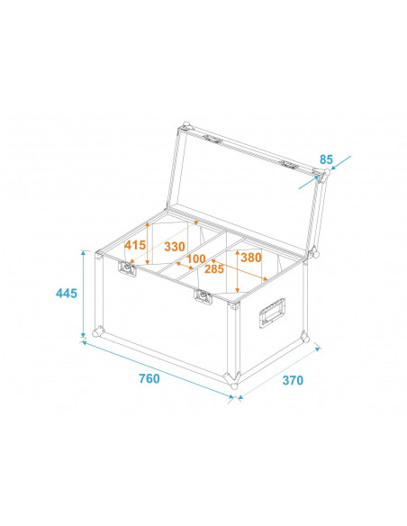 ROADINGER Flightcase 2x LED THA-100F/THA-120PC