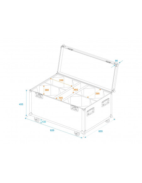 ROADINGER Flightcase 4x LED THA-100F/THA-120PC with wheels