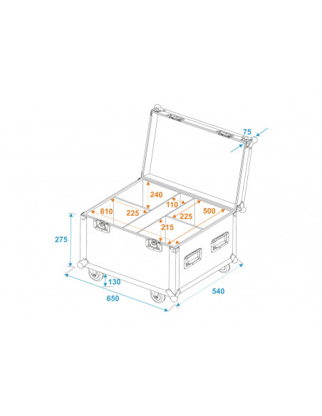 ROADINGER Flightcase 4x LED IP PAR 12x12W HCL with wheels