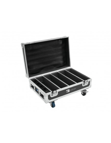 ROADINGER Flightcase 4x AKKU BAR-6 Glow QCL Flex QuickDMX with charging function