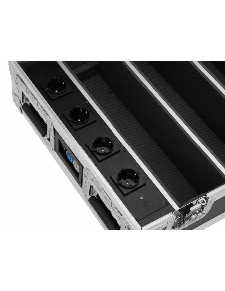 ROADINGER Flightcase 4x AKKU BAR-6 Glow QCL Flex QuickDMX with charging function