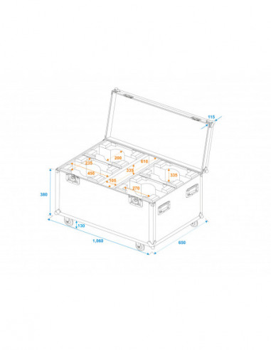 ROADINGER Flightcase 4x LED TMH-X7...