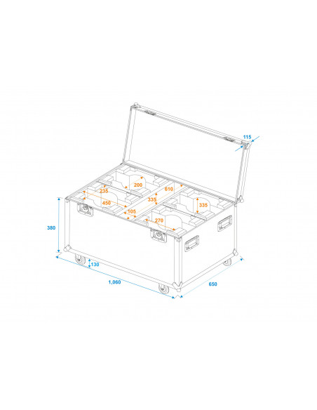 ROADINGER Flightcase 4x LED TMH-X7 Moving head