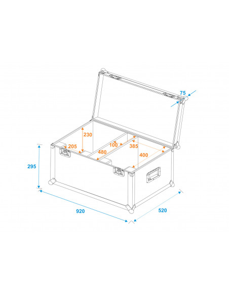 ROADINGER Flightcase 2x LED THA-150F Theater-Spot