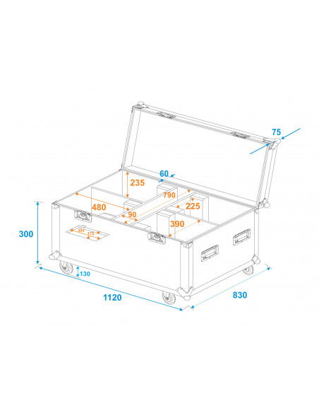 ROADINGER Flightcase 4x LED THA-150F Theater-Spot