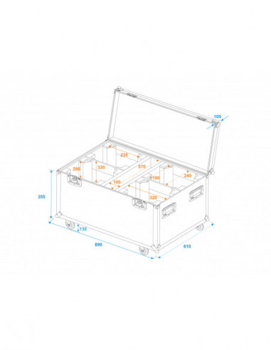 ROADINGER Flightcase 4x LED TMH-X4
