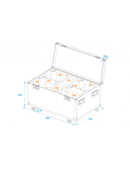 ROADINGER Flightcase 4x LED TMH-X4