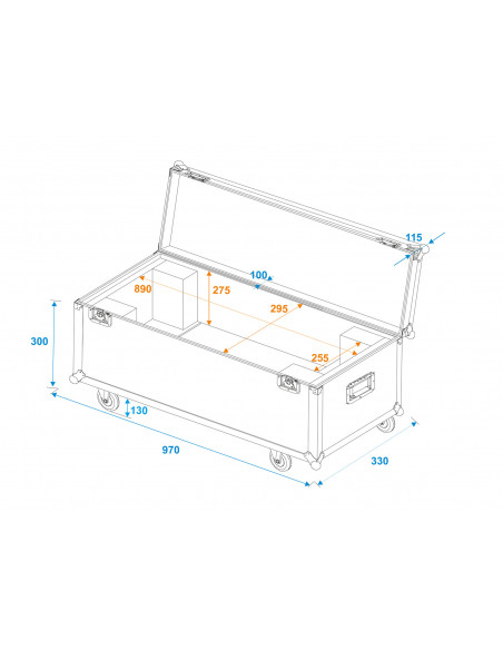 ROADINGER Flightcase 1x LED SL-350 MZF DMX Search Light with wheels